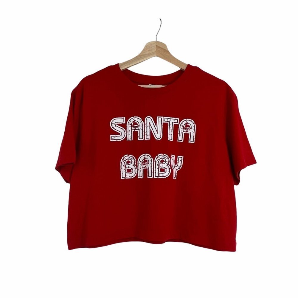 Santa Baby red cropped tee size XL